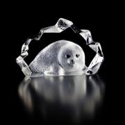 Målerås Glasbruk Wildlife Sæl skulptur glas
