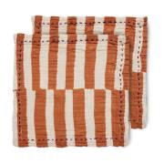 HKliving Striped bomuldsservietter 30x30 cm 2-pak Tangerine