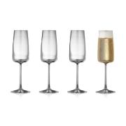 Lyngby Glas Zero champagneglas 30 cl 4-pak Krystal