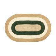 Dixie Elin Striped oval jutetæppe 92x150 cm Green