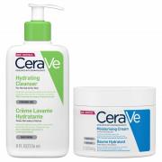 CeraVe Daily Deep Hydration 2-Step Routine for Normal to Dry Skin, Cle...