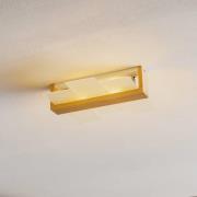 Loftlampe Shifted 2, glas og lyst træ
