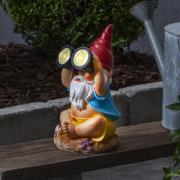 Gnomy LED-solcellelampe, farverig, plast, 22 cm, kikkert