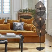MARKET SET Gulvlampe Screen, sort, rattan, 179 cm høj