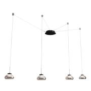 Arabella LED-hængelampe, 4 lyskilder sort/grå/klar