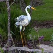 LED-solcellelampe Heron som en hejre figur