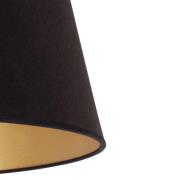 Kegleformet lampeskærm, højde 25,5 cm, sort/guld