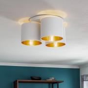 Soho loftslampe, cylindrisk, 3-lys hvid/guld