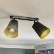 Loftspot Prism, 2 lyskilder, sort/guld