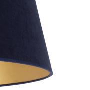 Lampeskærm Cone højde 18 cm, mørkeblå/guld