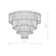 Loftlampe Cristal, transparent/sort, Ø 71 cm