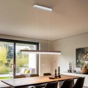Quitani LED-hængelampe Keijo, nikkel/nød, 103 cm