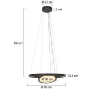 LED-hængelampe Ringlux 3 lyskilder sort Ø 60 cm