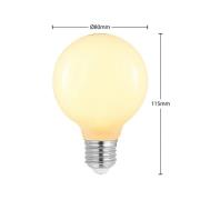 LED-pære E27 8W G80 2.700K dæmpbar, opal, sæt med 2 stk
