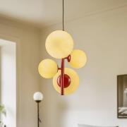 Hængelampe Joel, vinrød/hvid, 4 lyskilder