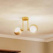 Loftlampe Mado, opalglas/messing, 2 lyskilder