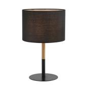 Tekstil bordlampe 20214 metal/træ lys sort