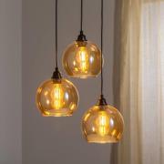 Hængelampe guld 021 3 lyskilder rondelglas Ø20cm