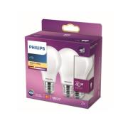 Philips LED-pære E27 4,5 W 2.700 K opal, 2 stk