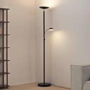 Lindby LED-gulvlampe Malea, sort, læselampe, dæmpbar