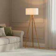 Lindby gulvlampe Charlia, hvid, træ, højde 150 cm