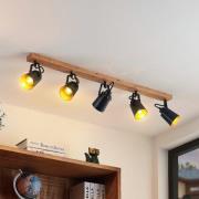 Lindby Kimban loftspot, 5 lyskilder, 106 cm, træ, metal