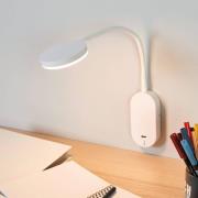 Lindby LED-væglampe Milow, hvid, 39,5 cm, USB-tilslutning