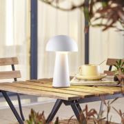 Lindby Zyre LED genopladelig bordlampe, hvid, IP44, touchdæmper