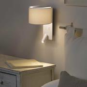Væglampe Fold med LED-læselampe, hvid
