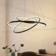 Lucande LED-pendellampe Ezana, sort, metal, Ø 80 cm