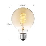 Lucande LED-pære E27 G95 4 W 2.700 K dæmp, ravgul