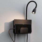 Paulmann Halina USB LED-væglampe, flexarm sort