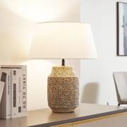 Lindby bordlampe Aelith, Ø 40 cm, brun, keramik, E27