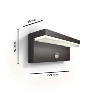 Philips LED udendørs væglampe Bustan UE, sensor, 2.700 K