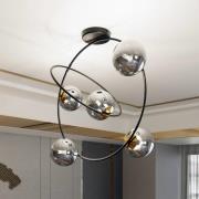 Loftlampe Ascella, lodret, 5 lyskilder, grafit