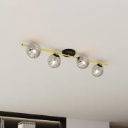 Loftlampe Glassy 4 lyskilder lineær sort/guld/grå