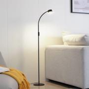 Lindby LED-gulvlampe Maori, sort, CCT, dæmpbar, USB