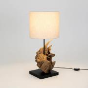 Filicudi bordlampe, beige/træfarvet, højde 60 cm, linned