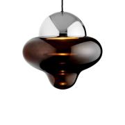 LED-hængelampe Nutty XL, brun/kromfarvet, Ø 30 cm