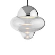LED-hængelampe Nutty XL, klar/kromfarvet, Ø 30 cm, glas