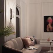 Kimrose væglampe, 1-lys, poleret nikkel