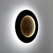 LED-væglampe Luna Piena, brun-sort/guld, Ø 80 cm