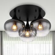 Loftlampe Maxy, Ø 45 cm, røggrå, glas, 3 lyskilder.