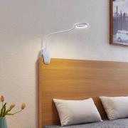 Prios LED-klemmelampe Harumi, hvid, genopladeligt batteri, USB, 51 cm ...