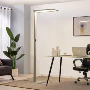 Prios LED-gulvlampe til kontor Taronis, sølv, 195 cm, dæmpbar