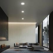 Plat LED-indbygningsspot, hvid, Ø 10 cm, 4.000K