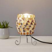 Bordlampe Enya med glasmosaik, creme-brun