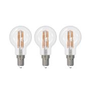 Arcchio LED-filamentpære E14 G45, sæt med 3, 4000 K