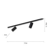 PURE Technik LED-skinnelampe, 2 lyskilder, sort