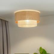 Euluna loftlampe Boho Jute, naturbrun/hvid, Ø 60 cm